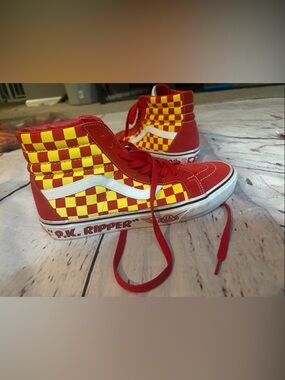 Vans sample SEBikeslife Red and Yellow Checkerboard High-Top Sneakers